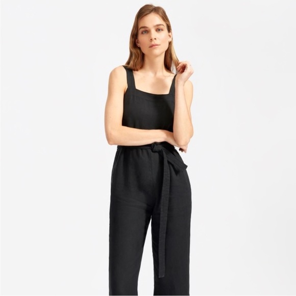 Everlane Pants - Everlane Linen Square-Neck Jumpsuit, Black, size 4